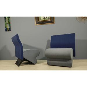 Paire de fauteuils chauffeuses design Russell Gordon années 90 vintage