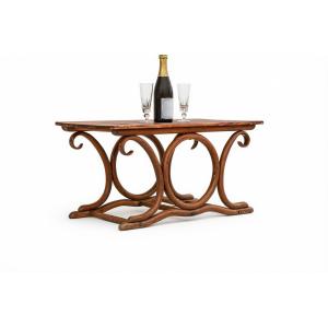 Ancienne table cocktail en bois courbé Thonet Art Nouveau