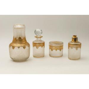 Saint Louis Crystal Bathroom Set, "nelly Empire" Model, Gold-plated