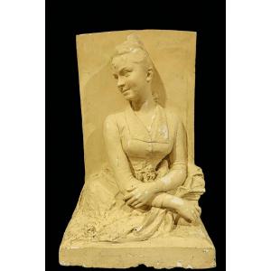 Grande sculpture en plâtre élégante du 19ème siècle château