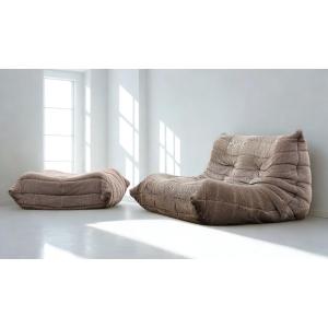 Togo 2-seater Sofa And Ottoman Set By Ligne Roset, Designed By Michel Ducaroy, Vintage