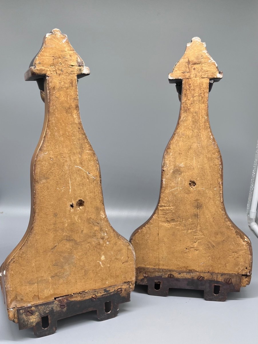 Pair Of Wall Consoles Called Aux Faunes - Gilded Wood And Polychrome (stucco Or Plaster) - 19th Century-photo-4