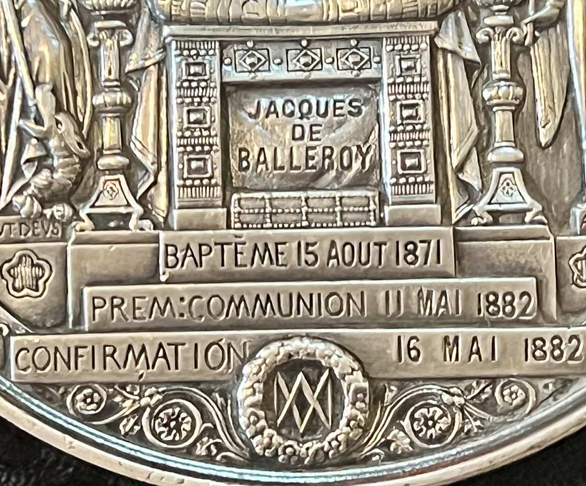 Médaille en argent de baptême du Marquis  de Balleroy offerte par le Duc  Fitz-James-photo-4