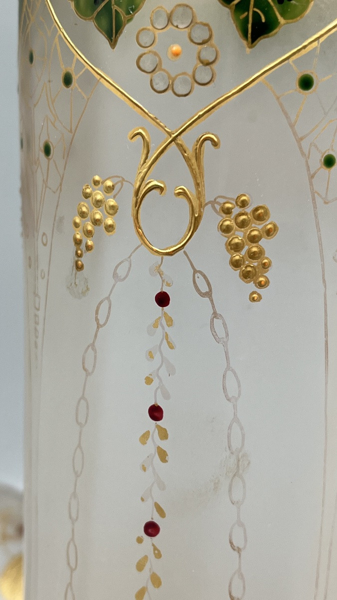 Paire de vases en verre émaillé vers 1900 - Legras - Montjoye ?-photo-1