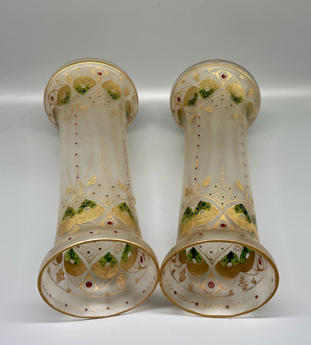 Paire de vases en verre émaillé vers 1900 - Legras - Montjoye ?-photo-5