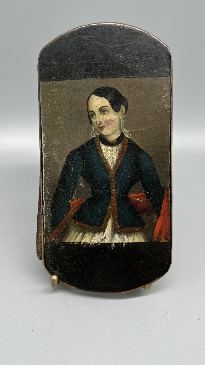 Lot de 2 blagues à tabac anciennes peintes – vers 1840-1860-photo-2