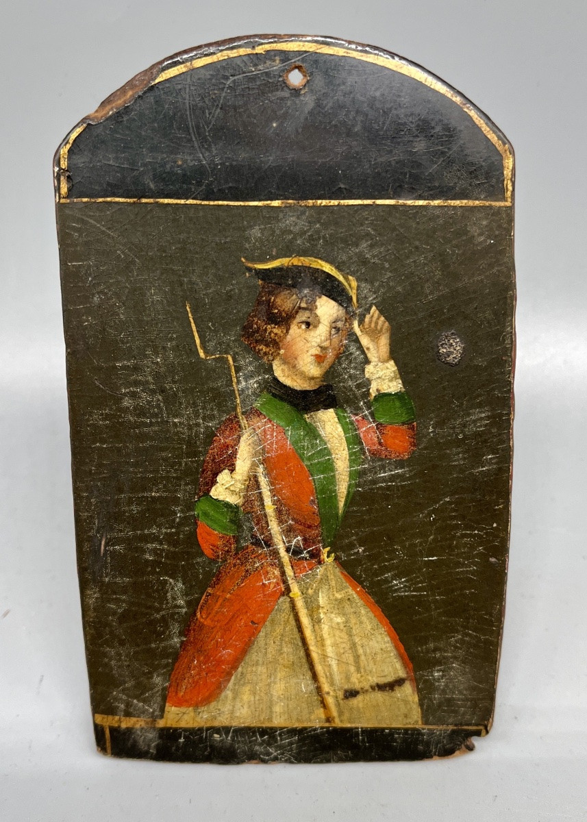 Lot de 2 blagues à tabac anciennes peintes – vers 1840-1860-photo-3