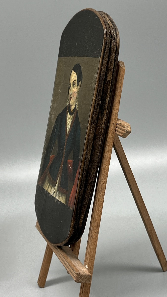 Lot de 2 blagues à tabac anciennes peintes – vers 1840-1860-photo-1
