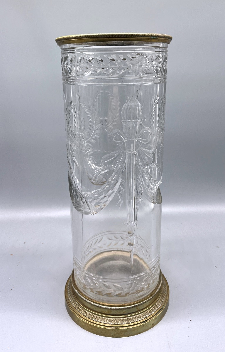 Vase rouleau cristal taillé 19e N III-photo-2