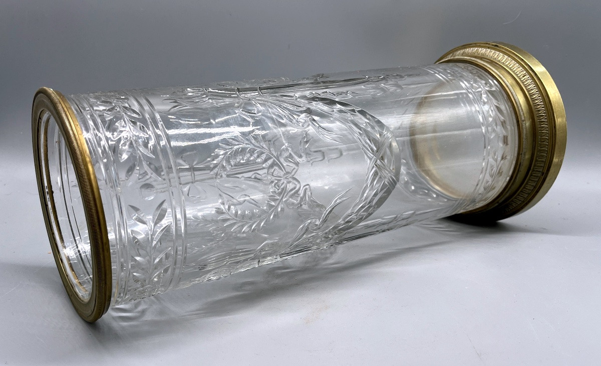 Vase rouleau cristal taillé 19e N III-photo-3