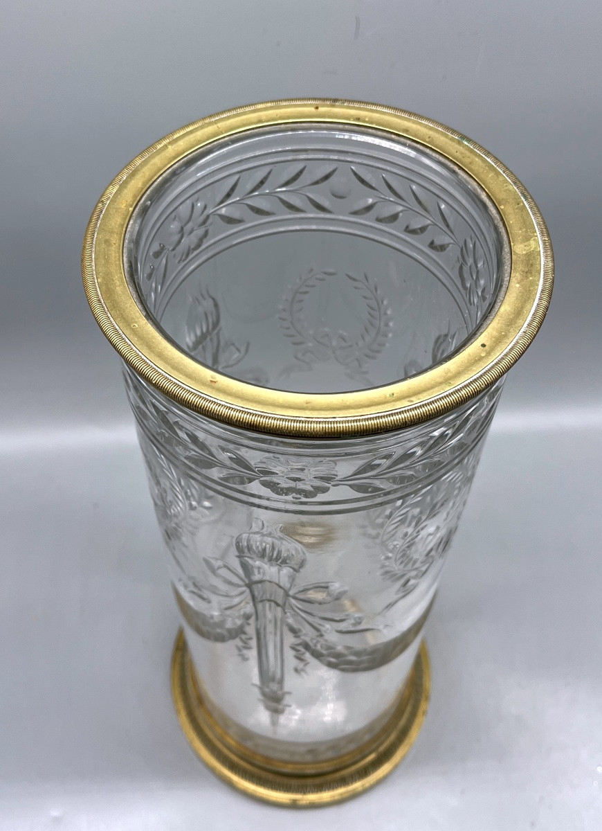Vase rouleau cristal taillé 19e N III-photo-4