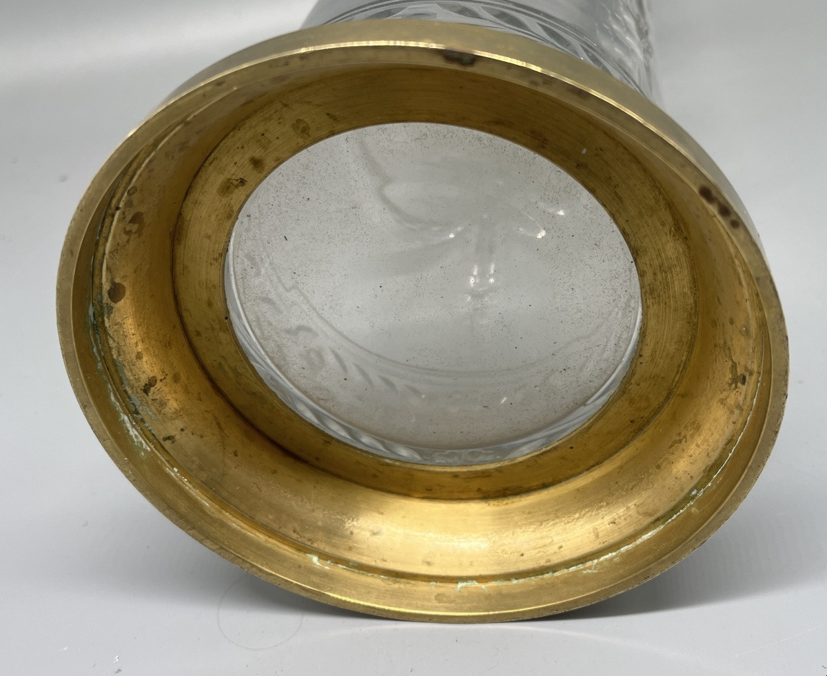 Vase rouleau cristal taillé 19e N III-photo-3