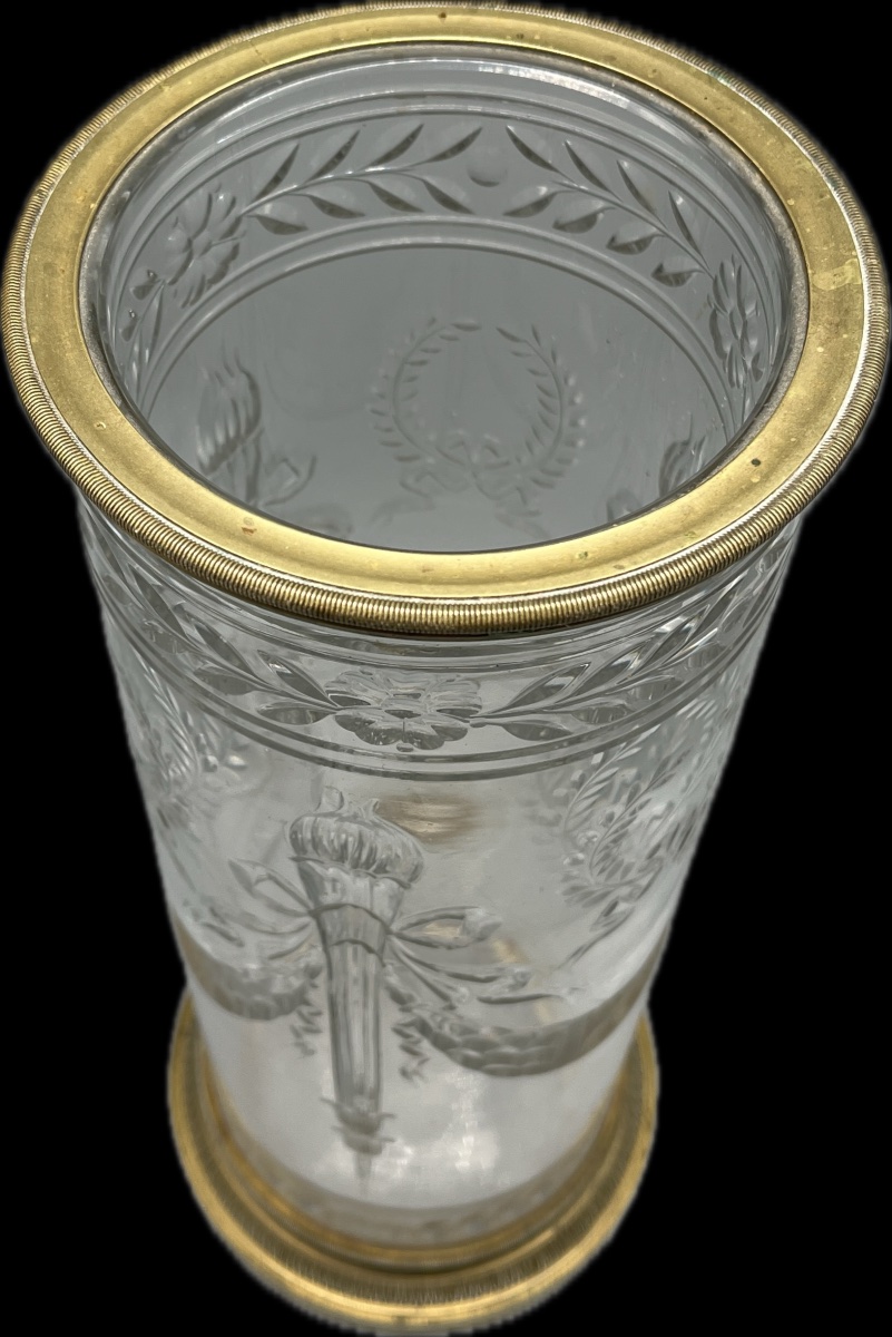 Vase rouleau cristal taillé 19e N III-photo-4