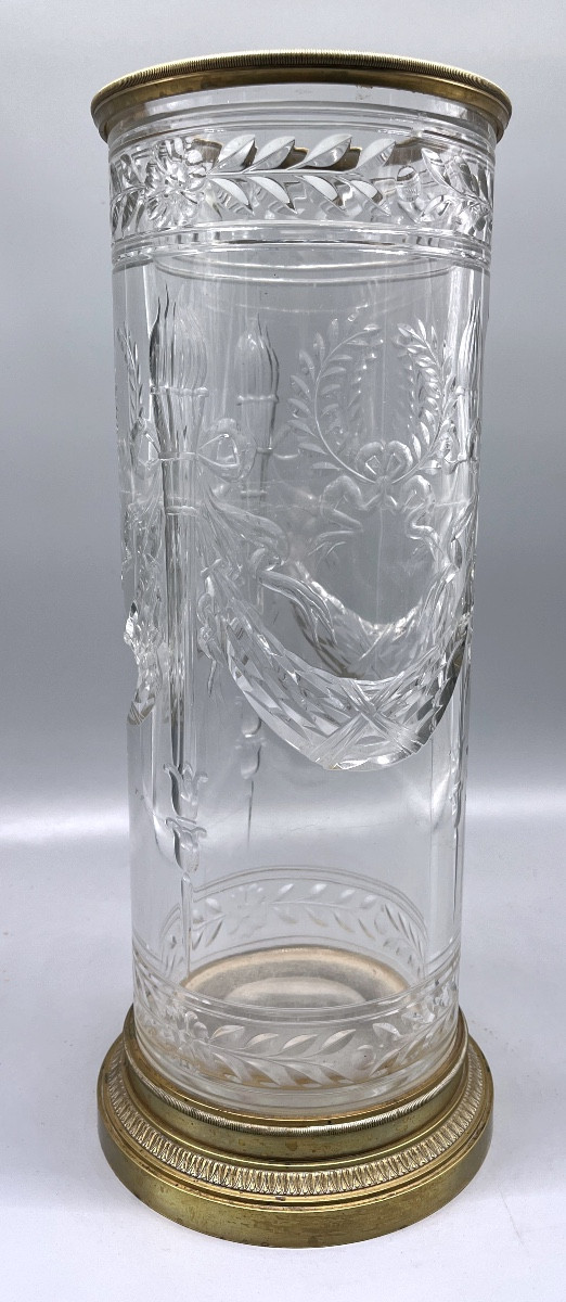 Vase rouleau cristal taillé 19e N III