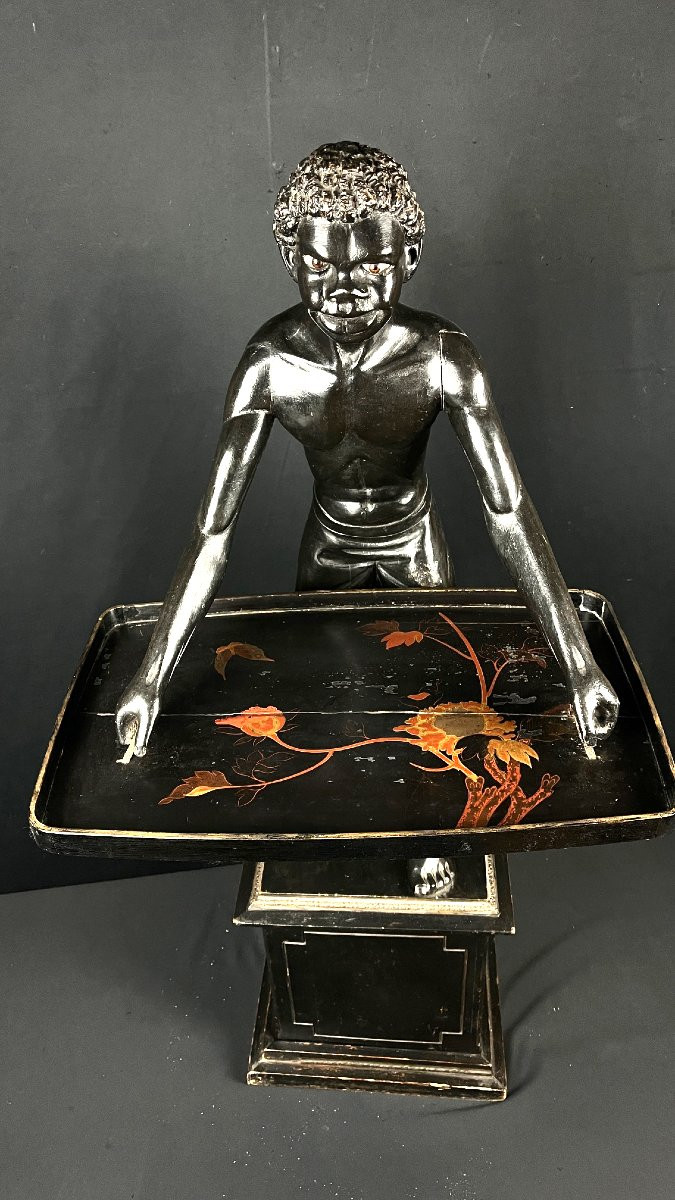 Nubian Servant Late 19th Century - Carved Wood 115 Cm-photo-2