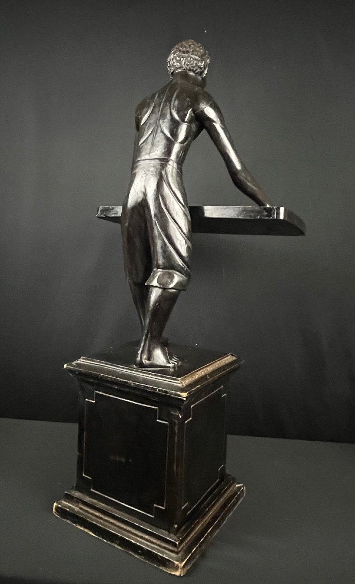 Nubian Servant Late 19th Century - Carved Wood 115 Cm-photo-1