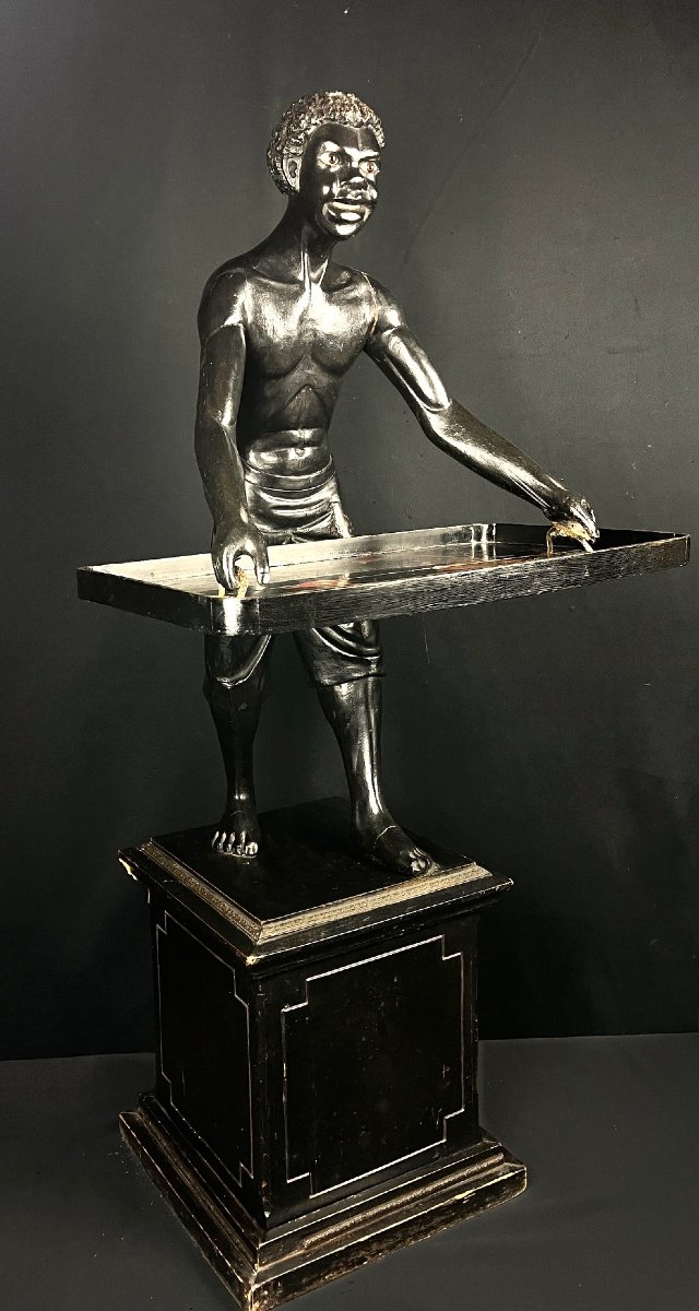 Nubian Servant Late 19th Century - Carved Wood 115 Cm-photo-3