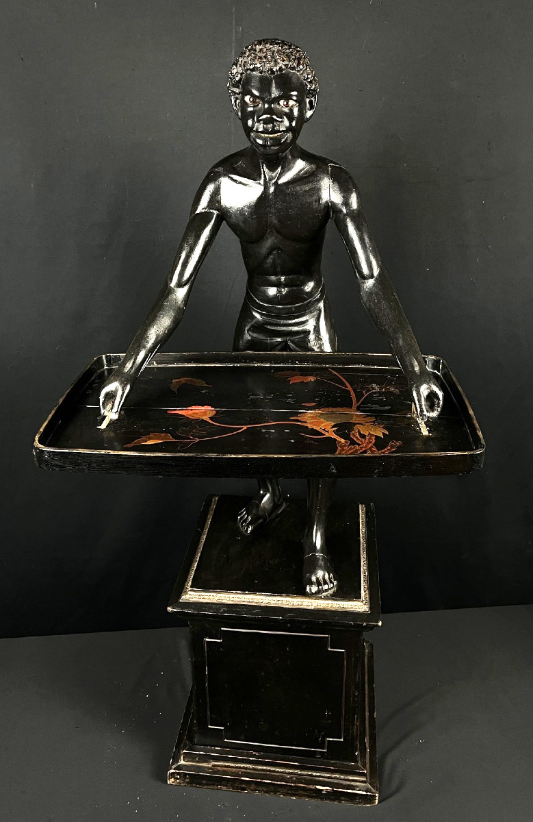 Nubian Servant Late 19th Century - Carved Wood 115 Cm