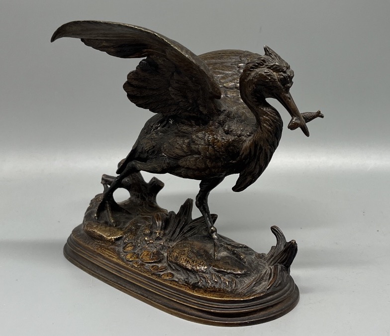Wader Catching A Fish By E.p. Delabrierre 1829-1912