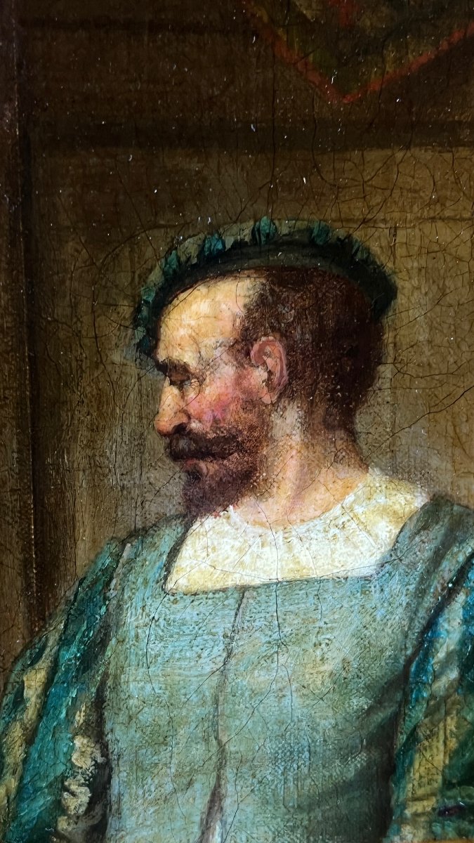 Victor CHAVET – 1822 – 1906 - Un Barbier Étuviste, huile sur toile, fin XIXe.-photo-2