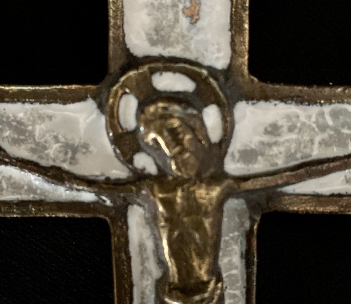 Large Bronze And Enamel Cross - Around 1950-photo-1