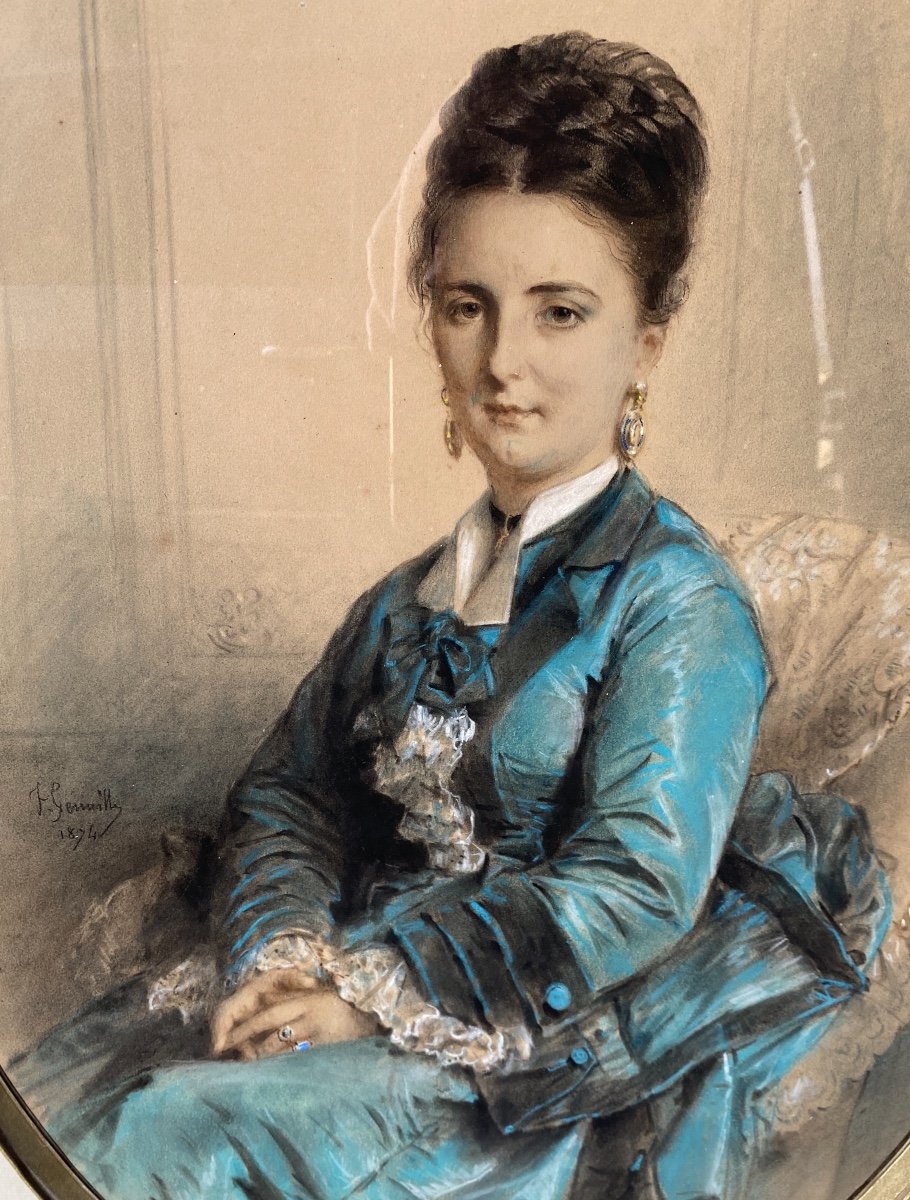 Portrait De Femme - Pastel - F. Gremailly 