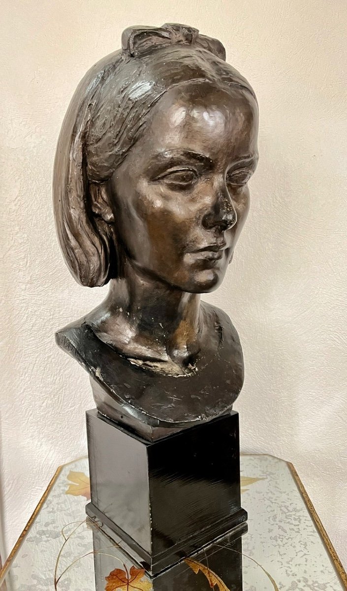 Young Woman With Ribbon By Gabriel Rispal 1882-1970-photo-2