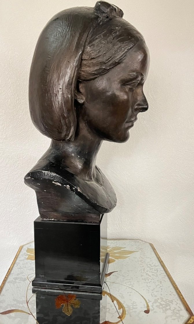 Young Woman With Ribbon By Gabriel Rispal 1882-1970-photo-6