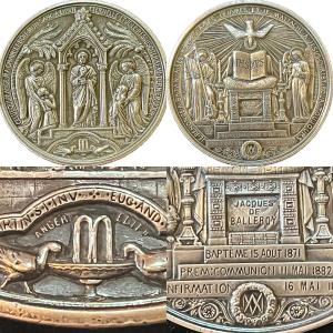 Médaille en argent de baptême du Marquis  de Balleroy offerte par le Duc  Fitz-James