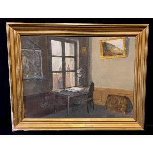 Scène d’intérieur  fin 19e  - Abbé François Cartel ( Caen?)