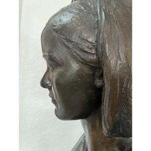Young Woman With Ribbon By Gabriel Rispal 1882-1970