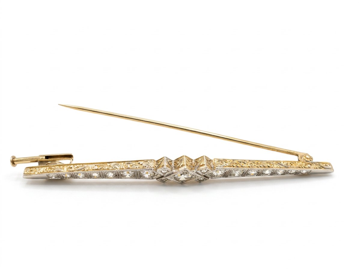 18kt White And Yellow Gold Brooch-photo-2