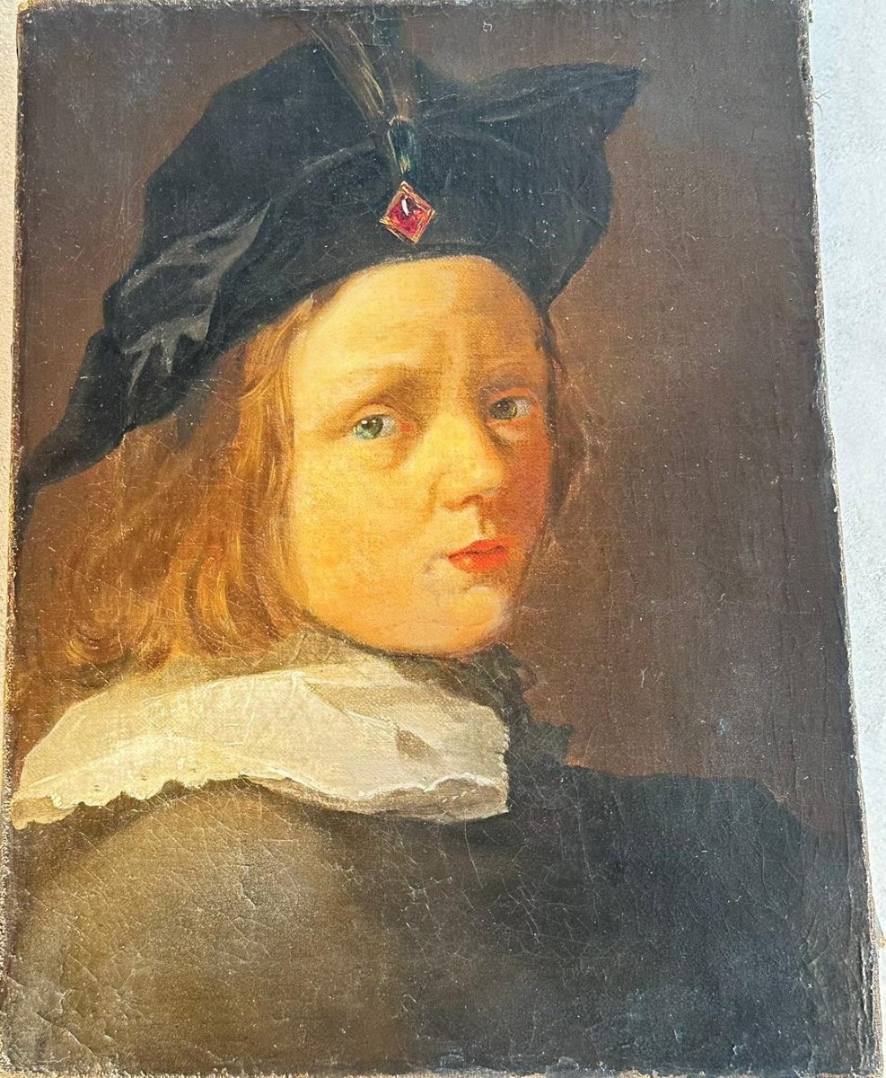 Peinture à l'huile représentant le portrait d'un garçon -photo-2