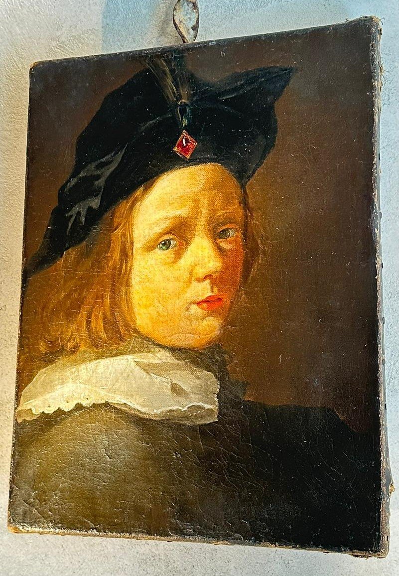 Peinture à l'huile représentant le portrait d'un garçon -photo-4