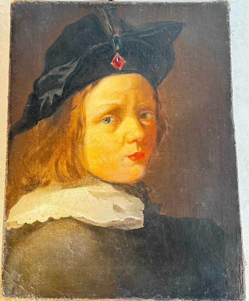 Peinture à l'huile représentant le portrait d'un garçon -photo-2
