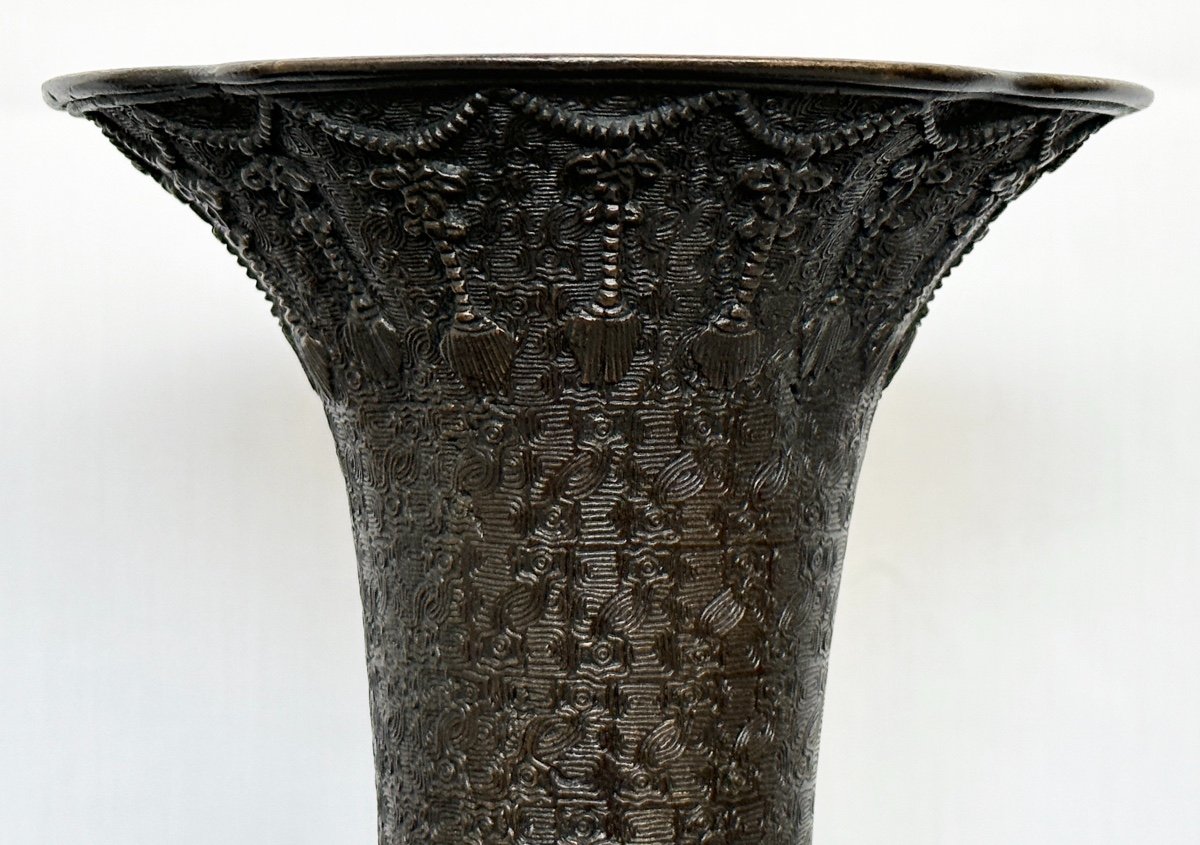 Paire De Vases En Bronze Aux Dragons Signés Par Seiunsai Pour Nakanoya époque Meiji Japon-photo-5