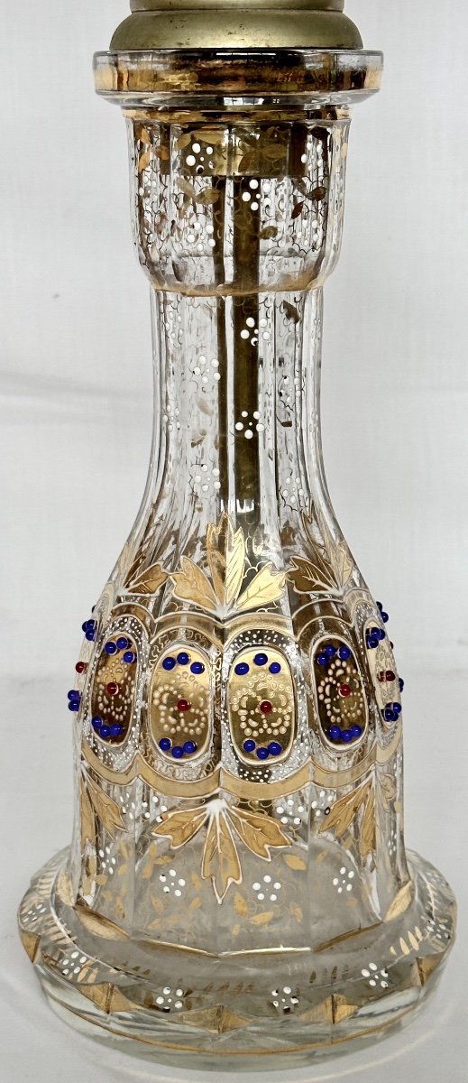 Beautiful 19th Century Ottoman Hookah In Enamelled And Gilded Bohemian Crystal-photo-2