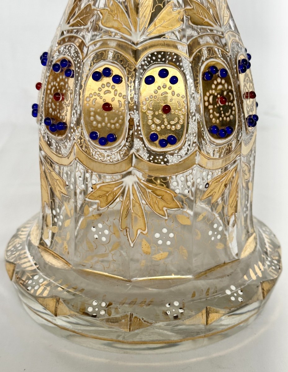 Beautiful 19th Century Ottoman Hookah In Enamelled And Gilded Bohemian Crystal-photo-3