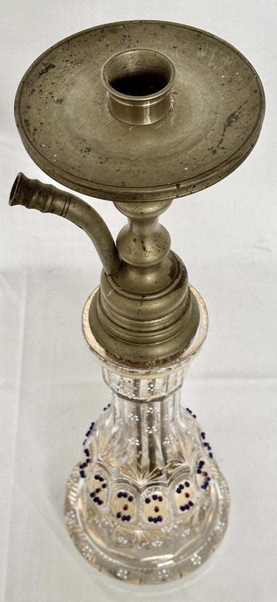 Beautiful 19th Century Ottoman Hookah In Enamelled And Gilded Bohemian Crystal-photo-3