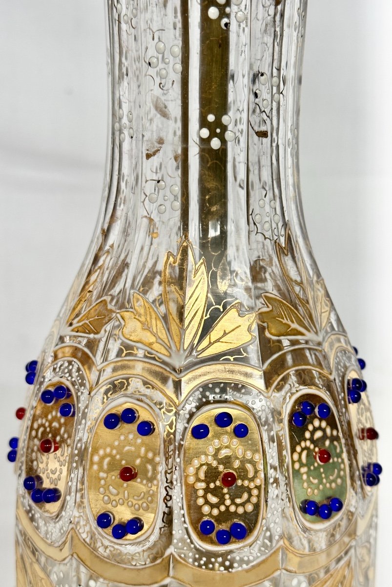 Beautiful 19th Century Ottoman Hookah In Enamelled And Gilded Bohemian Crystal-photo-4