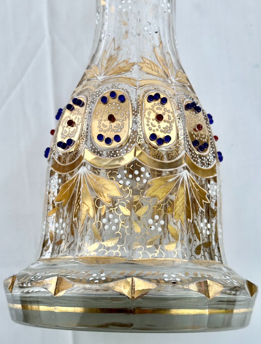 Beautiful 19th Century Ottoman Hookah In Enamelled And Gilded Bohemian Crystal-photo-5