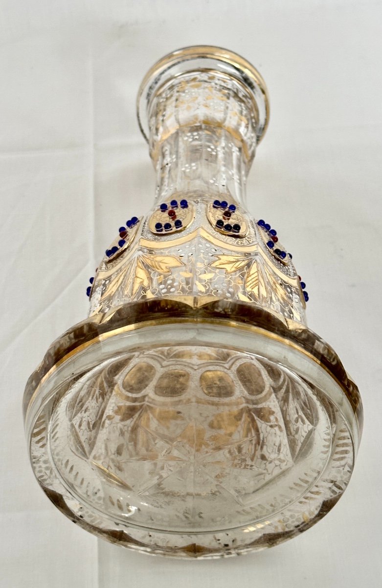 Beautiful 19th Century Ottoman Hookah In Enamelled And Gilded Bohemian Crystal-photo-7