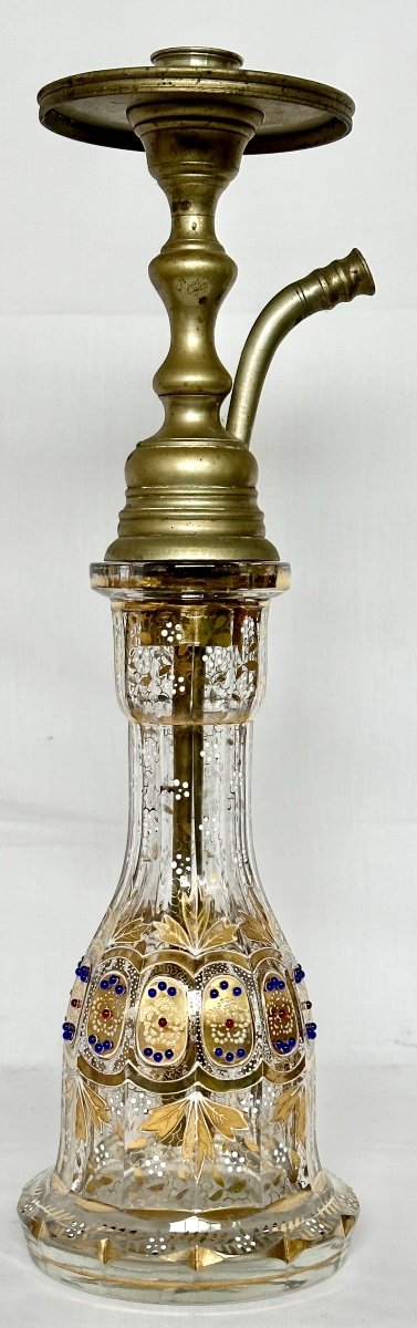 Beautiful 19th Century Ottoman Hookah In Enamelled And Gilded Bohemian Crystal