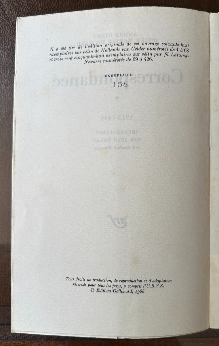 Correspondence André Gide And Roger Martin Du Gard (1913-1951) Ed. Original 1968 Gallimard Nrf-photo-4