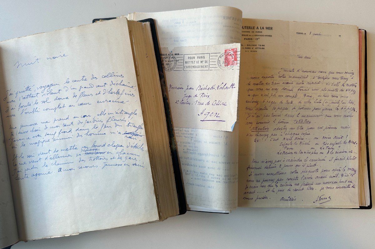 Importante Correspondance Et Poémes Manuscrits Entre Les Poetes Hugues Fouras Et Béchade -photo-4