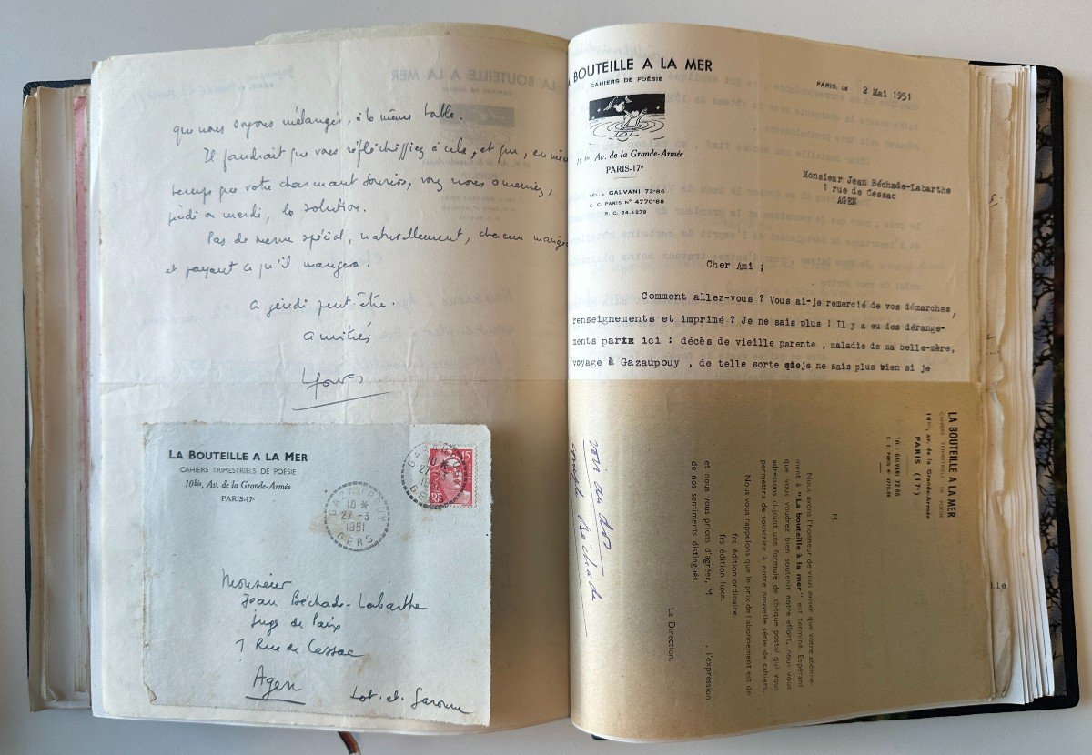 Importante Correspondance Et Poémes Manuscrits Entre Les Poetes Hugues Fouras Et Béchade -photo-7