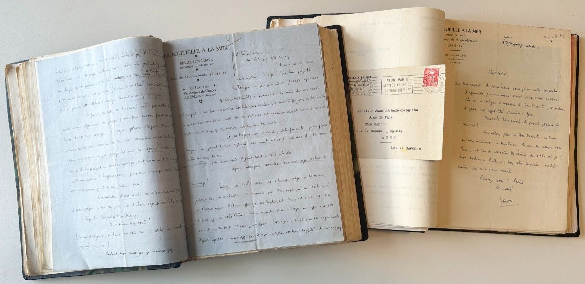 Importante Correspondance Et Poémes Manuscrits Entre Les Poetes Hugues Fouras Et Béchade 