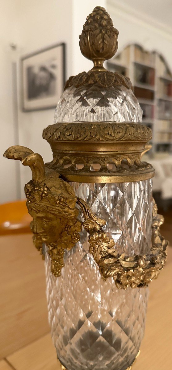 Grand Vase Pot-pourri En Cristal De Baccarat Bronze Doré Et Marbre Blanc Epoque XIXe-photo-5