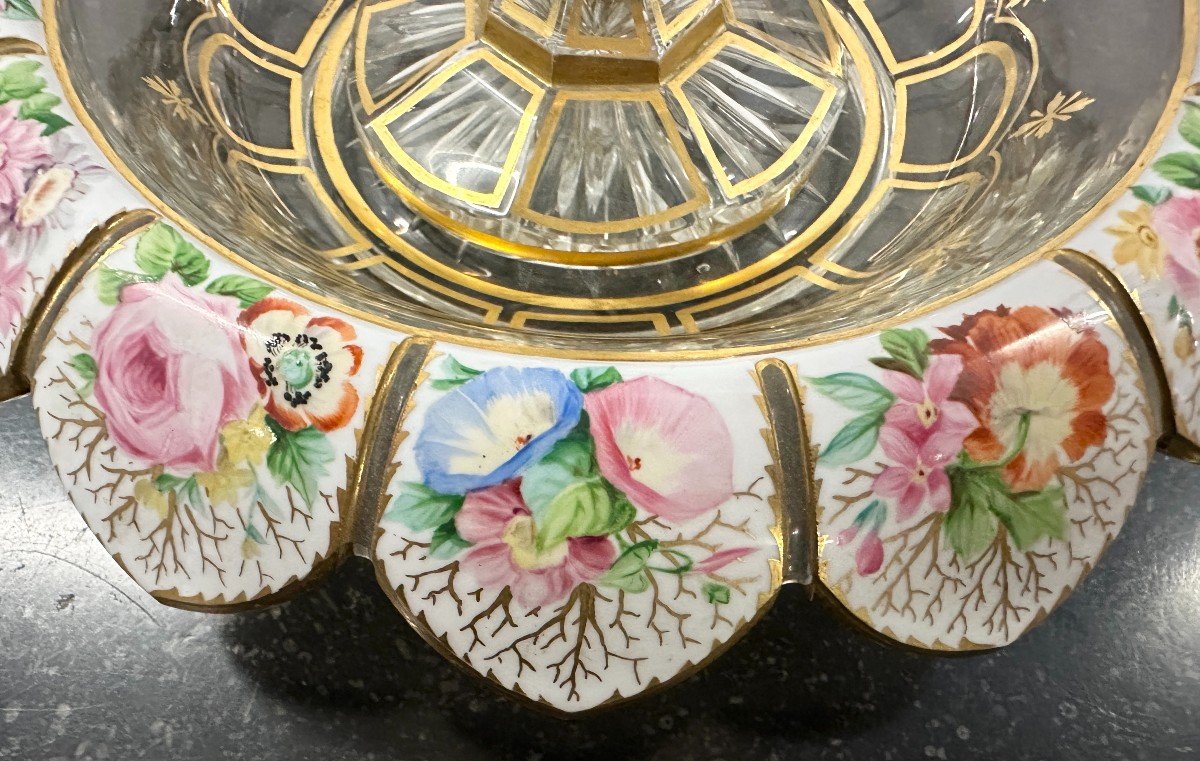 Rare Et Grande Coupe Et Sa Soucoupe En Cristal De Bohème  émaillé Et Doré Epoque XIXe Siècle -photo-2