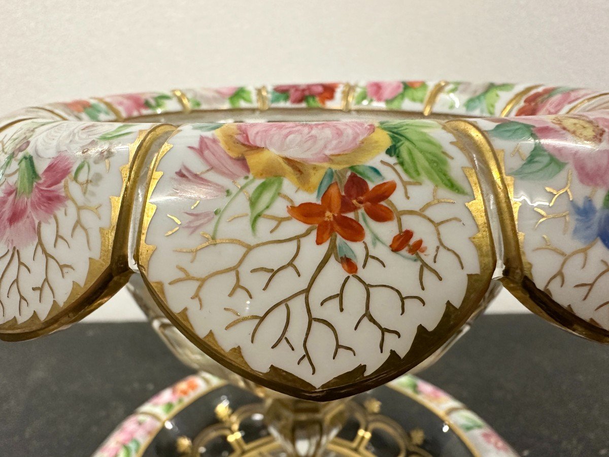 Rare Et Grande Coupe Et Sa Soucoupe En Cristal De Bohème  émaillé Et Doré Epoque XIXe Siècle -photo-4